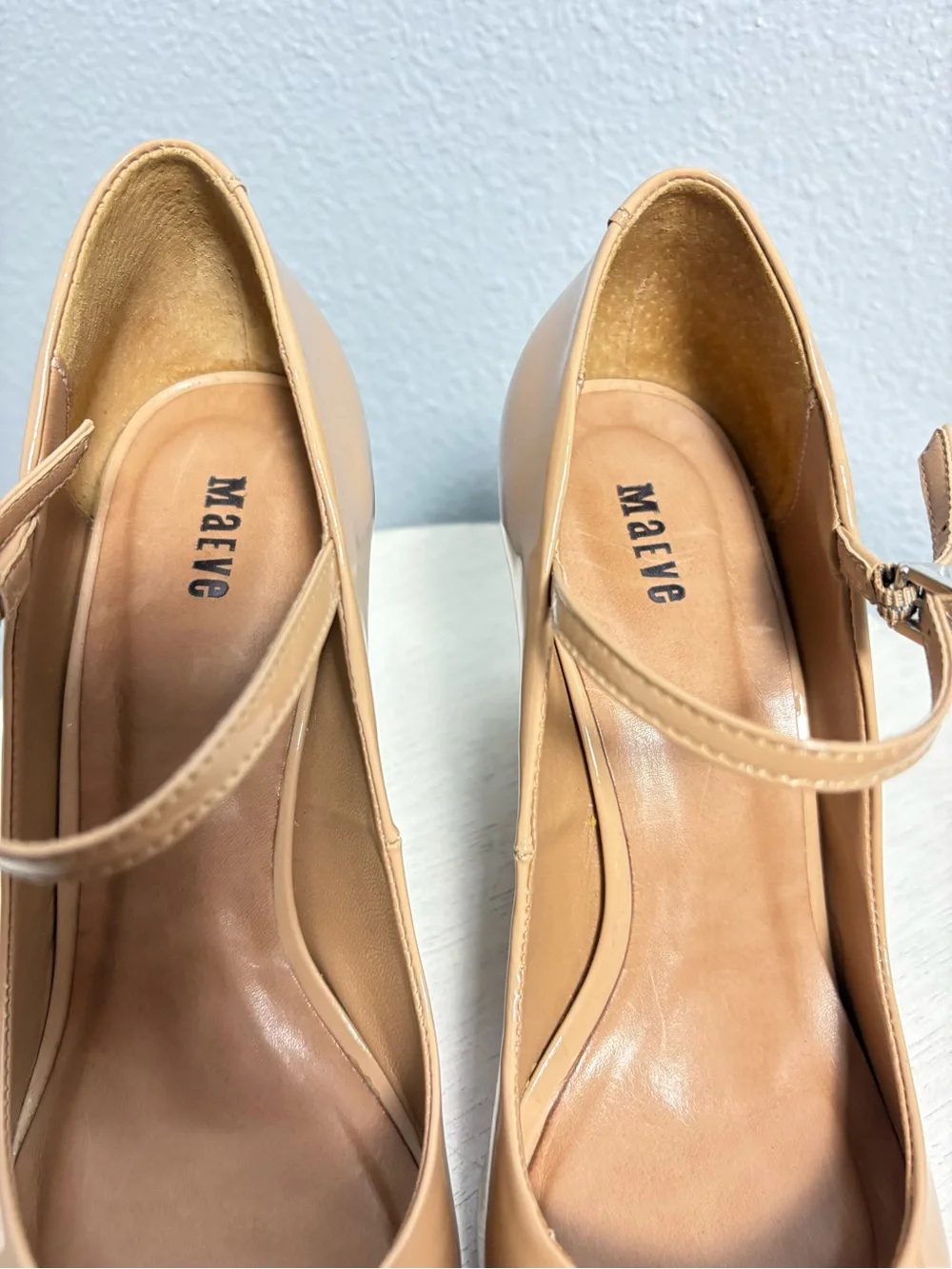 Maeve  “Sibley” patent leather Mary Jane wedge pumps